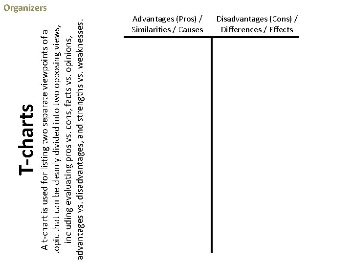 A t-chart is used for listing two separate viewpoints of a topic that can A t-chart is used for listing two separate viewpoints of a topic that can