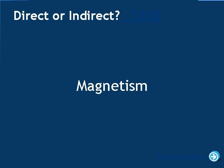 Direct or Indirect? - $100 Magnetism Click to see answer 