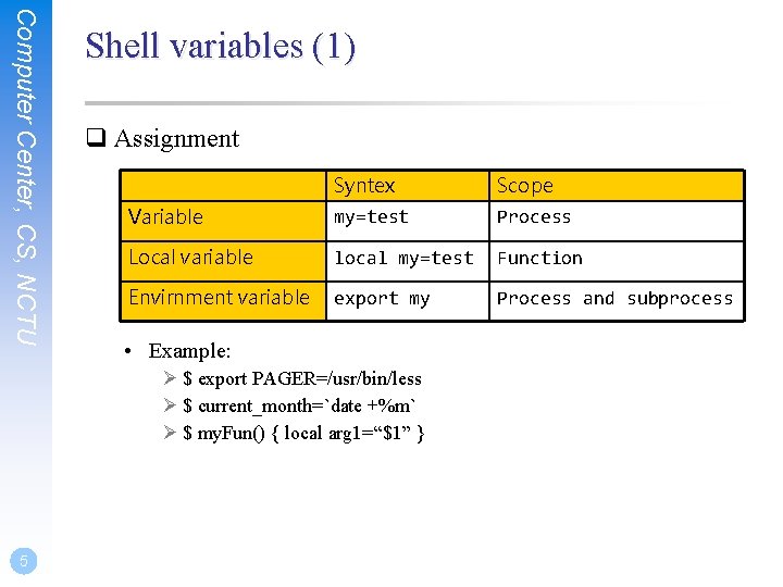 Shell Programming Put distinctive simple tools together to