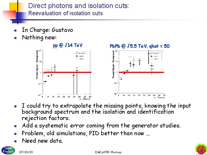 Direct photons and isolation cuts: Reevaluation of isolation cuts n n In Charge: Gustavo