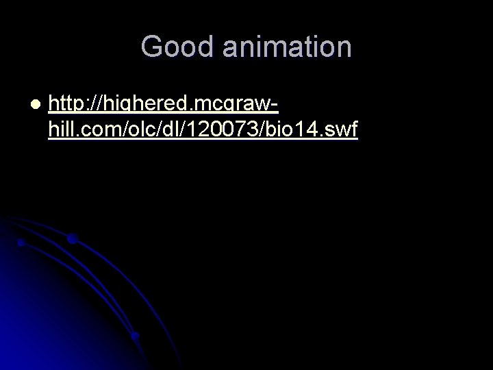 Good animation l http: //highered. mcgrawhill. com/olc/dl/120073/bio 14. swf 
