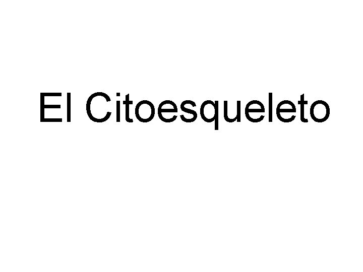El Citoesqueleto El Citoesqueleto