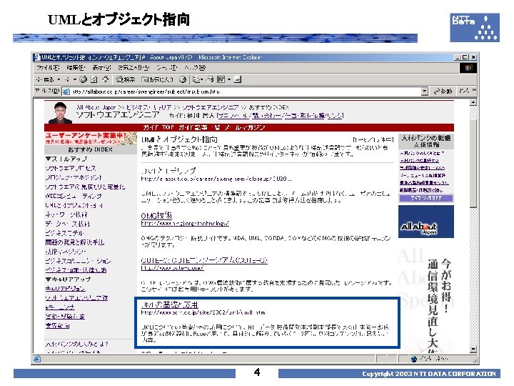 UMLとオブジェクト指向 4 Copyright 2003 NTT DATA CORPORATION 