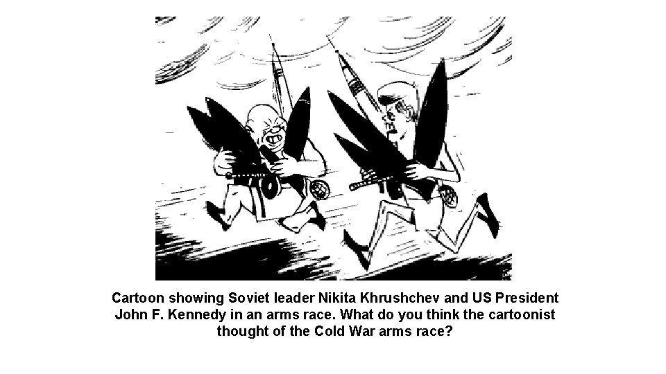 Cartoon showing Soviet leader Nikita Khrushchev and US President John F. Kennedy in an Cartoon showing Soviet leader Nikita Khrushchev and US President John F. Kennedy in an