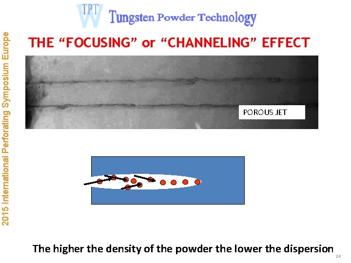 2015 International Perforating Symposium Europe THE “FOCUSING” or “CHANNELING” EFFECT POROUS JET The higher