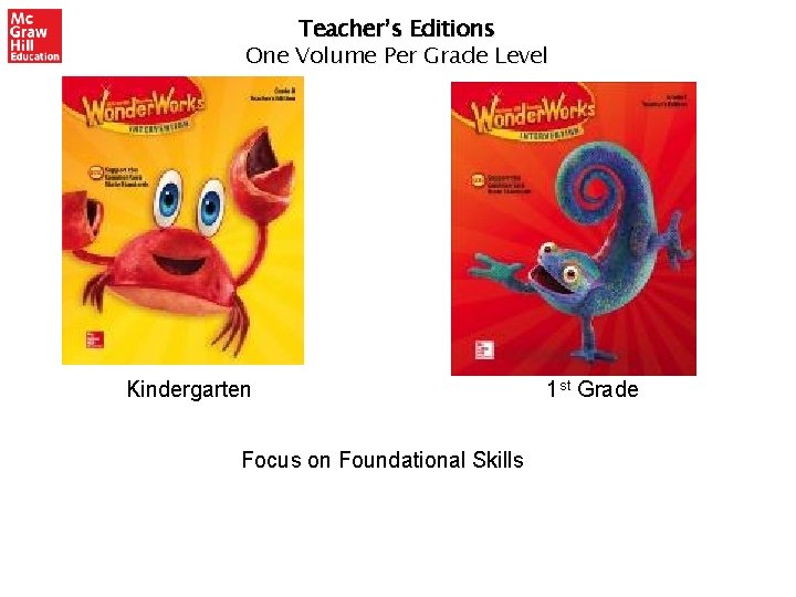 Teacher’s Editions One Volume Per Grade Level Kindergarten Focus on Foundational Skills 1 st Teacher’s Editions One Volume Per Grade Level Kindergarten Focus on Foundational Skills 1 st