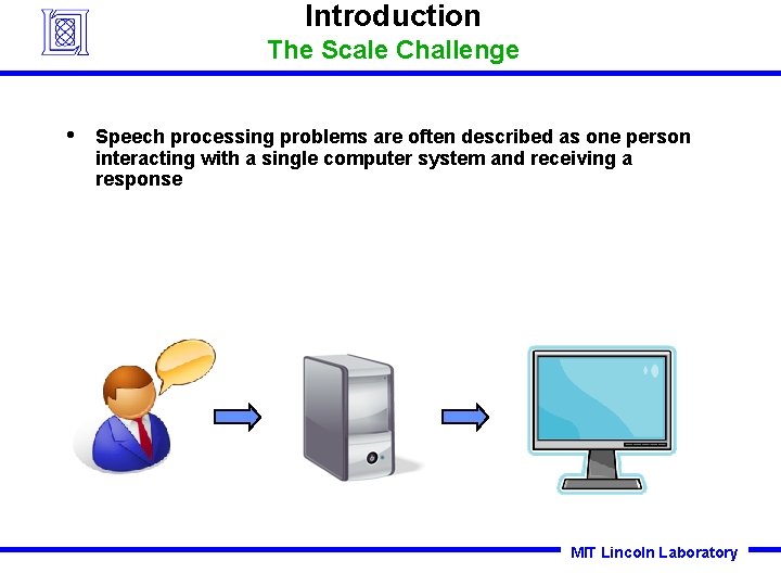 Introduction The Scale Challenge • Speech processing problems are often described as one person Introduction The Scale Challenge • Speech processing problems are often described as one person