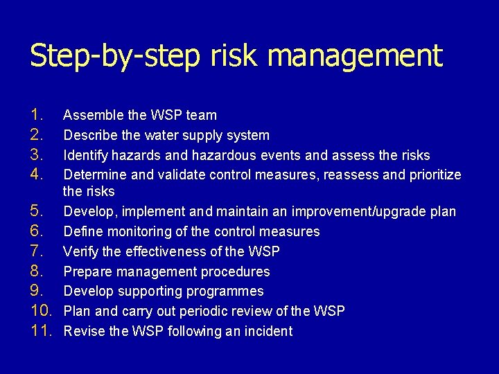 Step-by-step risk management 1. 2. 3. 4. 5. 6. 7. 8. 9. 10. 11.