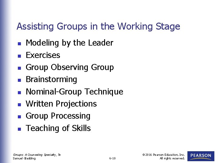 Assisting Groups in the Working Stage n n n n Modeling by the Leader