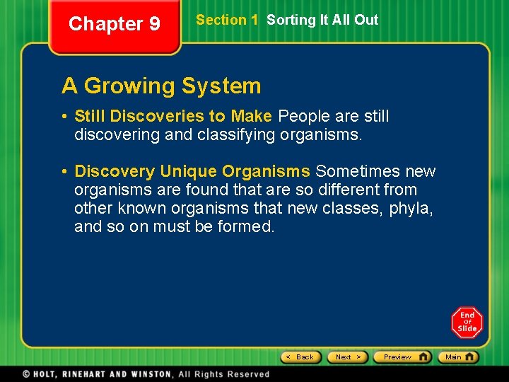 Chapter 9 Section 1 Sorting It All Out A Growing System • Still Discoveries