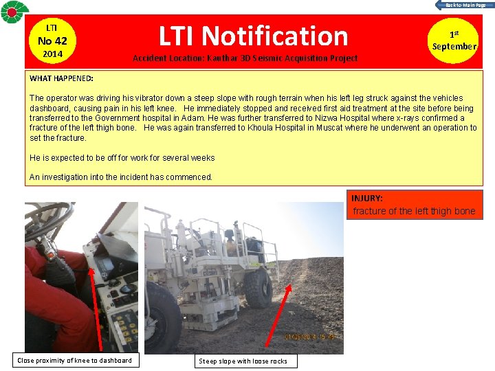 Back to Main Page LTI No 42 2014 LTI Notification Accident Location: Kauthar 3