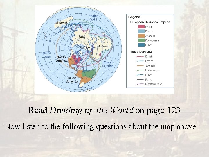 Read Dividing up the World on page 123 Now listen to the following questions