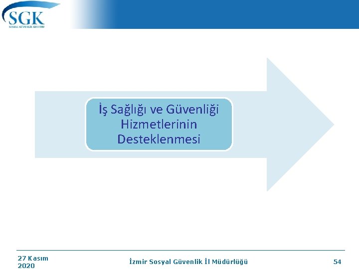 İş Sağlığı ve Güvenliği Hizmetlerinin Desteklenmesi 27 Kasım 2020 İzmir Sosyal Güvenlik İl Müdürlüğü