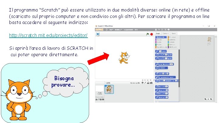 Il programma “Scratch” può essere utilizzato in due modalità diverse: online (in rete) e