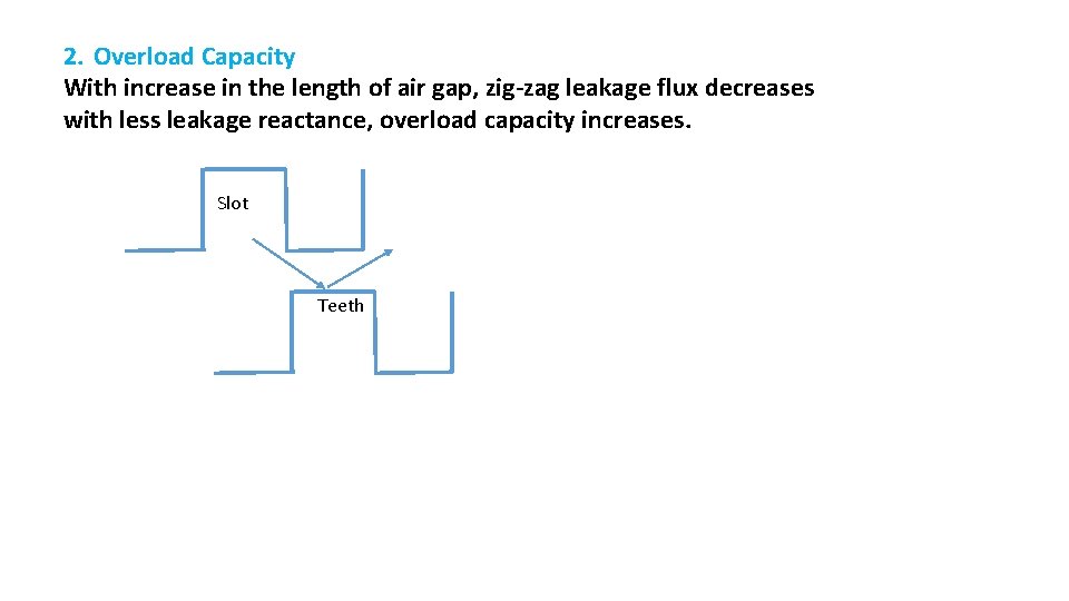 2. Overload Capacity With increase in the length of air gap, zig-zag leakage flux