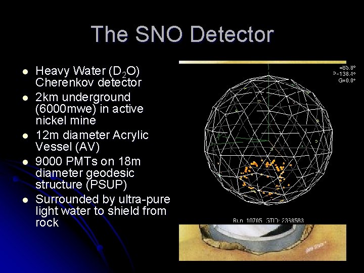 The SNO Detector l l l Heavy Water (D 2 O) Cherenkov detector 2