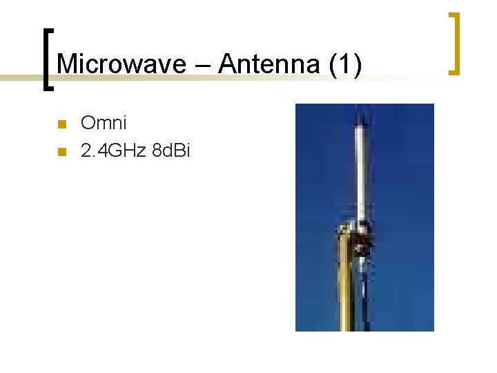 Microwave – Antenna (1) n n Omni 2. 4 GHz 8 d. Bi 