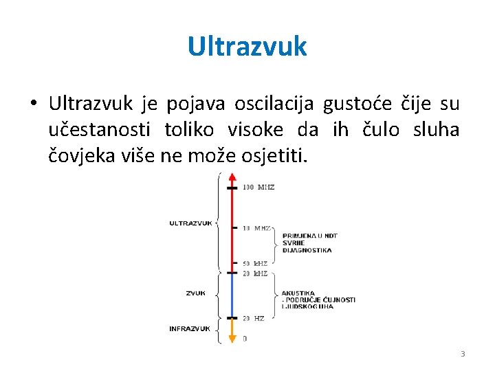 Ultrazvuk • Ultrazvuk je pojava oscilacija gustoće čije su učestanosti toliko visoke da ih