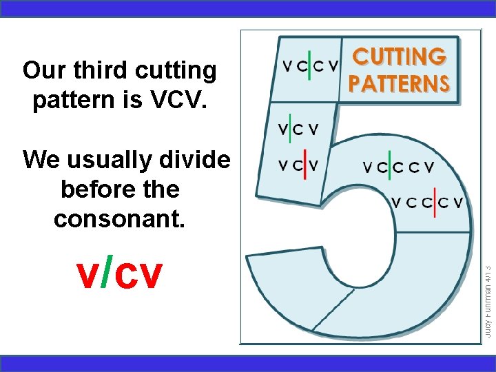 Our third cutting pattern is VCV. v/cv Judy Fuhrman 4/13 We usually divide before