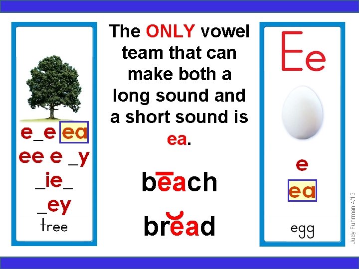 beach bread Judy Fuhrman 4/13 The ONLY vowel team that can make both a
