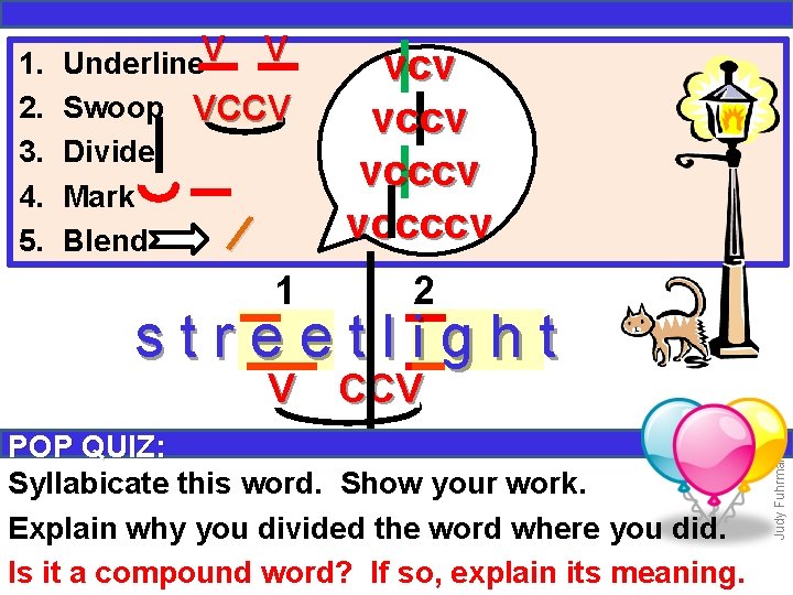 1. 2. 3. 4. 5. Underline. V V Swoop VCCV Divide Mark Blend /