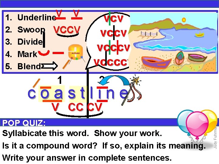 1. 2. 3. 4. 5. Underline. V V Swoop VCCV Divide Mark Blend /