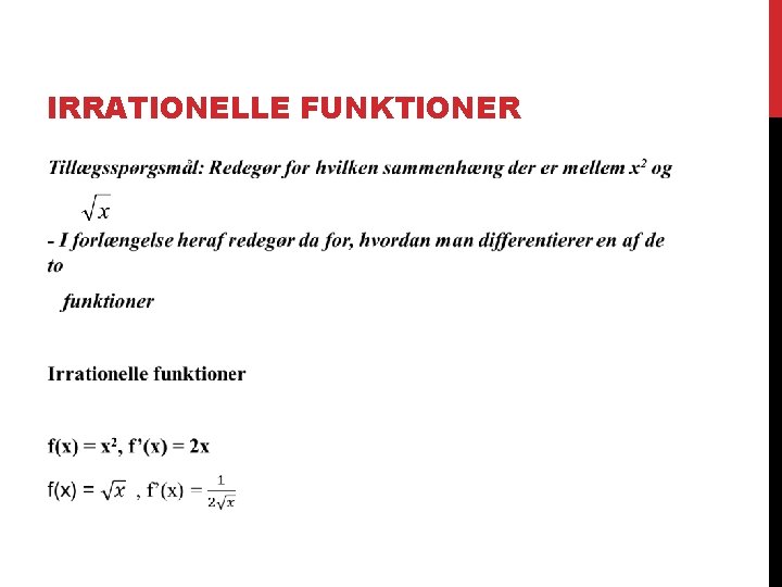 IRRATIONELLE FUNKTIONER 