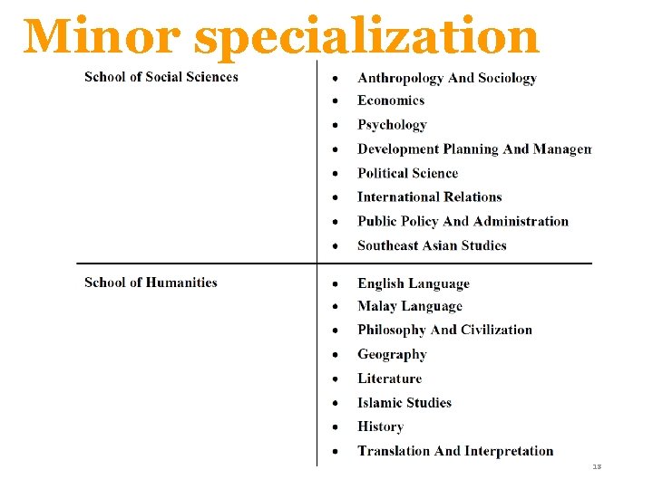 Minor specialization 18 