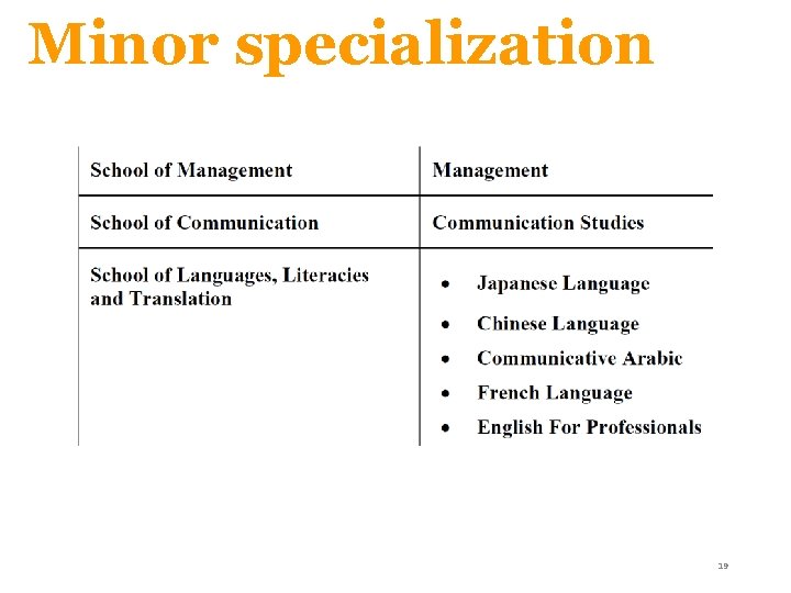 Minor specialization 19 