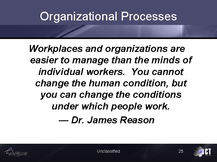 Organizational Processes Workplaces and organizations are easier to manage than the minds of individual
