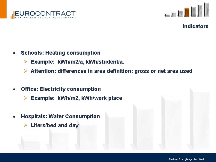 Indicators · Schools: Heating consumption Ø Example: k. Wh/m 2/a, k. Wh/student/a. Ø Attention: Indicators · Schools: Heating consumption Ø Example: k. Wh/m 2/a, k. Wh/student/a. Ø Attention: