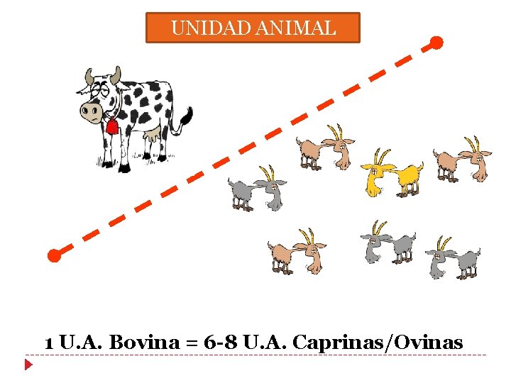 UNIDAD ANIMAL 1 U. A. Bovina = 6 -8 U. A. Caprinas/Ovinas UNIDAD ANIMAL 1 U. A. Bovina = 6 -8 U. A. Caprinas/Ovinas
