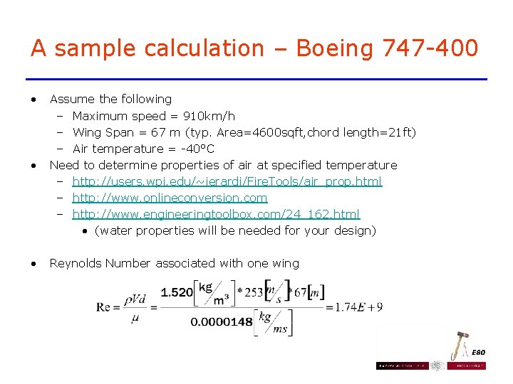 A sample calculation – Boeing 747 -400 • • Assume the following – Maximum A sample calculation – Boeing 747 -400 • • Assume the following – Maximum