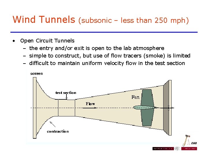 Wind Tunnels (subsonic – less than 250 mph) • Open Circuit Tunnels – the Wind Tunnels (subsonic – less than 250 mph) • Open Circuit Tunnels – the