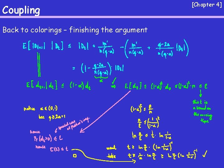 Coupling Back to colorings – finishing the argument [Chapter 4] 