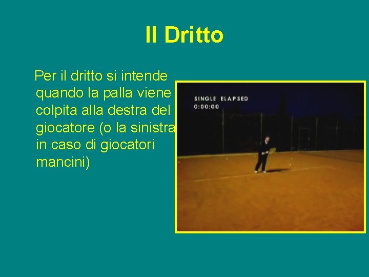 Il Dritto Per il dritto si intende quando la palla viene colpita alla destra