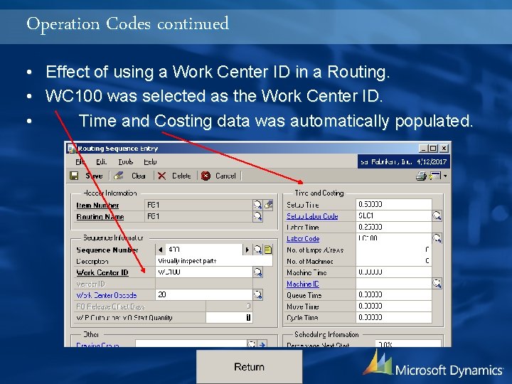 Dynamics GP Manufacturing Overview BOMs and Routings Main