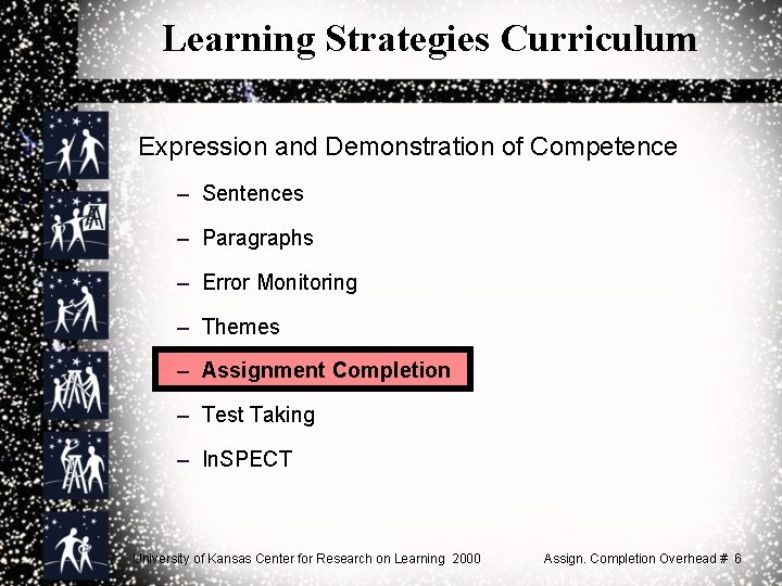 Learning Strategies Curriculum Expression and Demonstration of Competence – Sentences – Paragraphs – Error