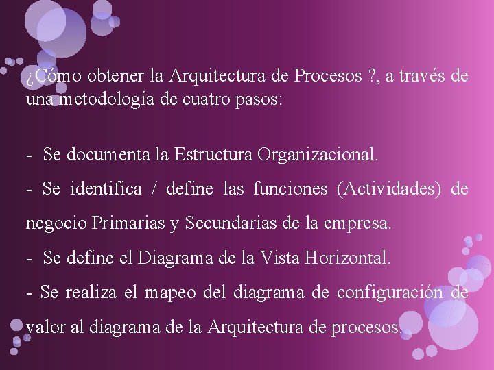 ¿Cómo obtener la Arquitectura de Procesos ? , a través de una metodología de