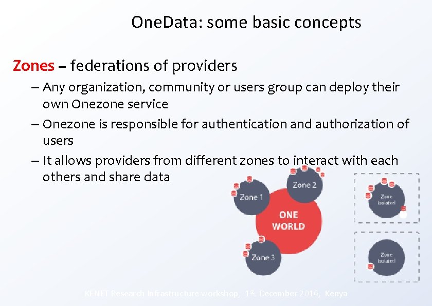 One. Data: some basic concepts Zones – federations of providers – Any organization, community