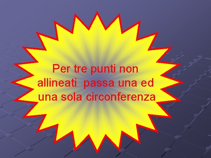 Per tre punti non allineati passa una ed una sola circonferenza 