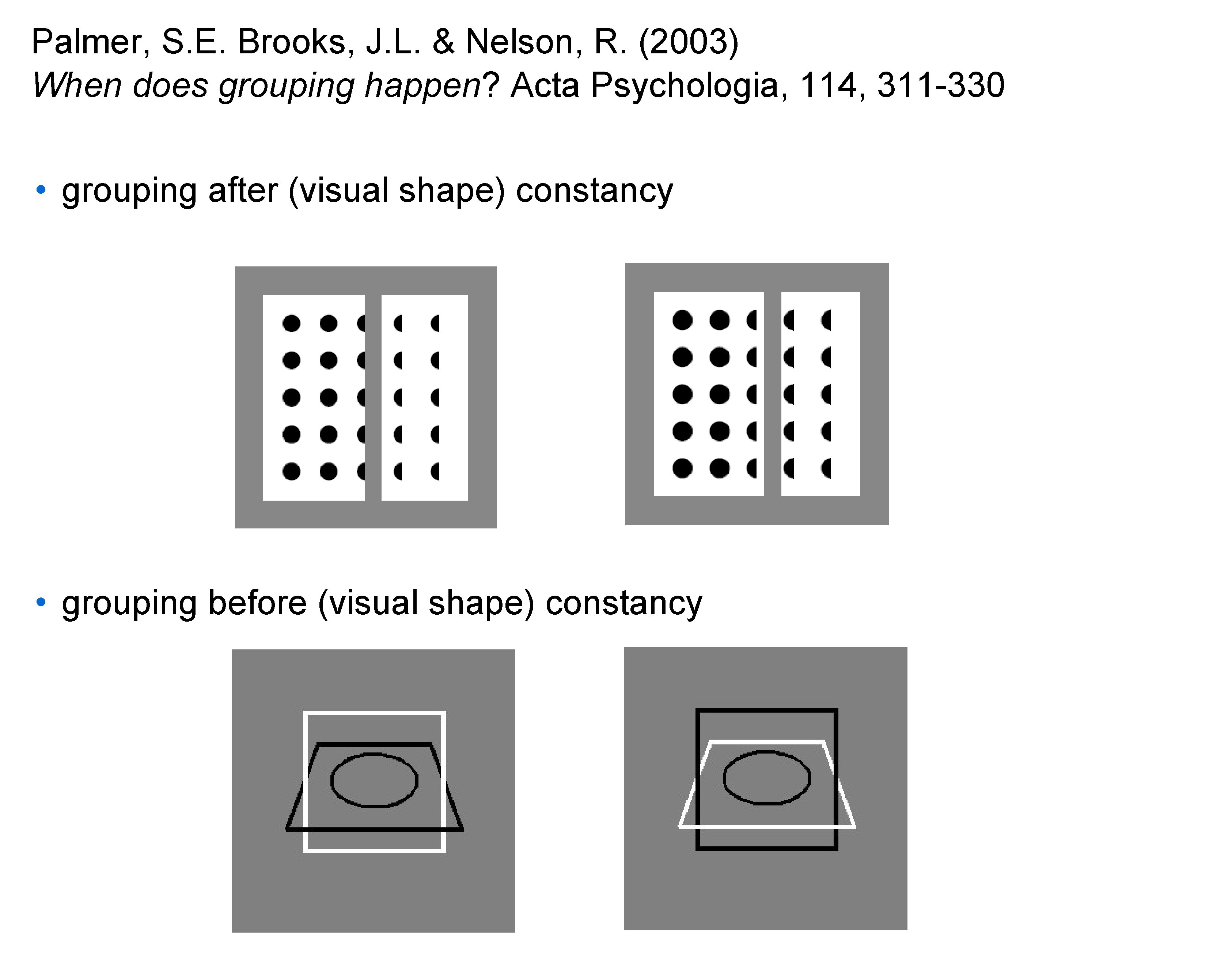 Palmer, S. E. Brooks, J. L. & Nelson, R. (2003) When does grouping happen?