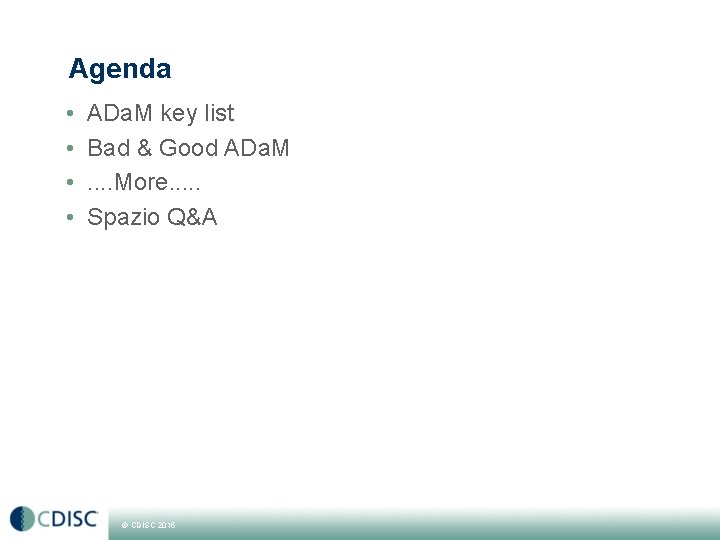 Agenda • • ADa. M key list Bad & Good ADa. M. . More.