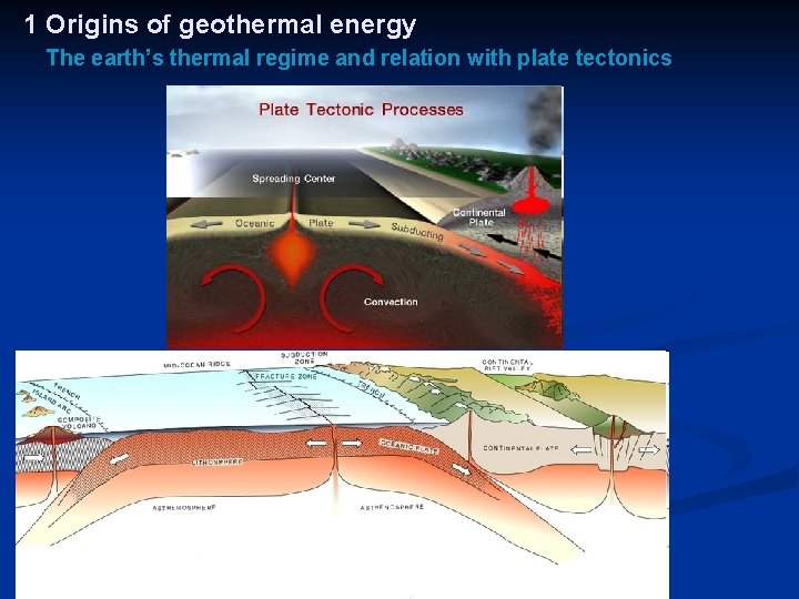 1 Origins of geothermal energy The earth’s thermal regime and relation with plate tectonics