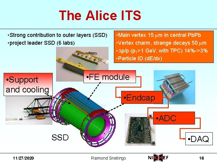 The Alice ITS • Strong contribution to outer layers (SSD) • project leader SSD