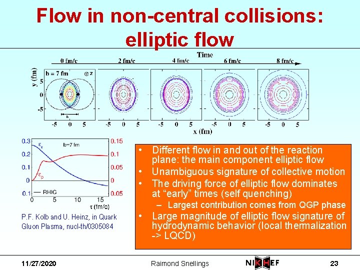 Flow in non-central collisions: elliptic flow • Different flow in and out of the