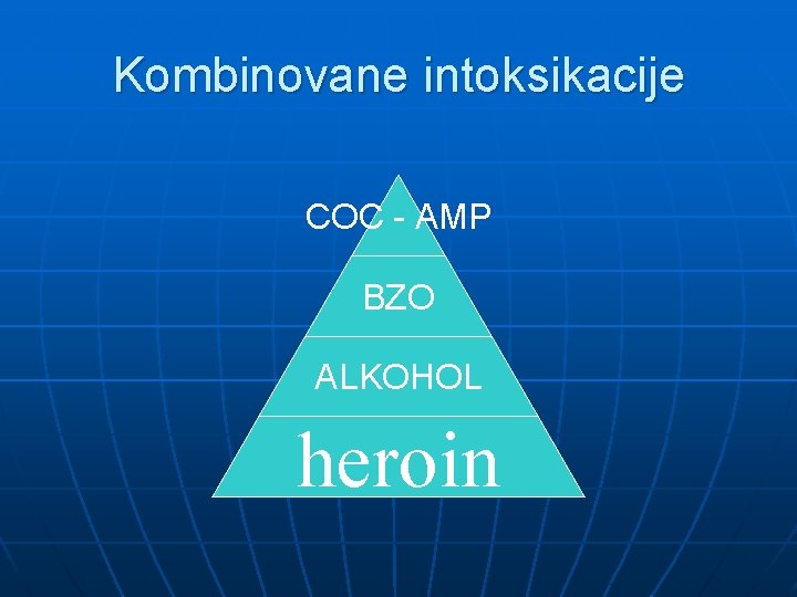 Kombinovane intoksikacije COC - AMP BZO ALKOHOL heroin 