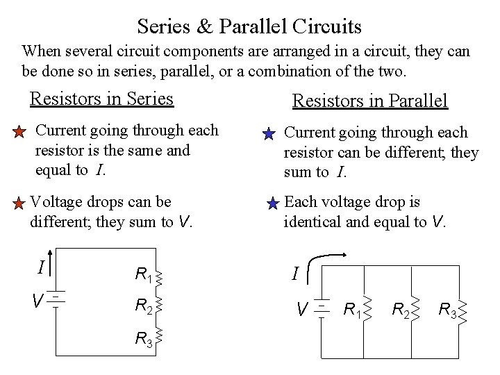 Series & Parallel Circuits When several circuit components are arranged in a circuit, they