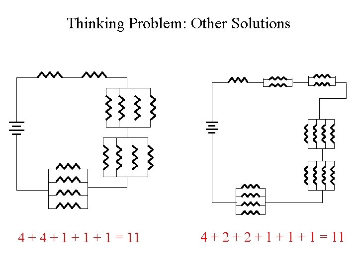 Thinking Problem: Other Solutions 4 + 1 + 1 = 11 4 + 2