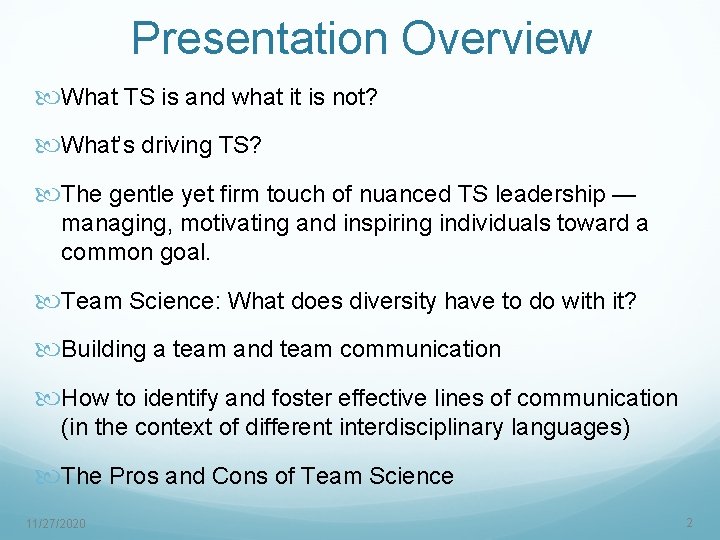 Presentation Overview What TS is and what it is not? What’s driving TS? The